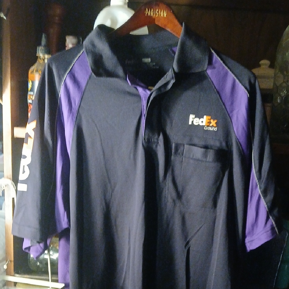 SS/XL - FedEx Men's Black and Purple Polo Shirt BY Stan Herman Fedex Ground